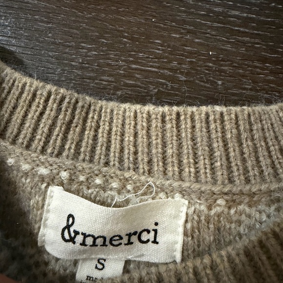 Checkered Brown and Cream Sweater - Picture 2 of 3